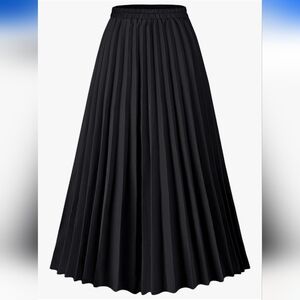 Women's Black A-Line Pleated Skirt